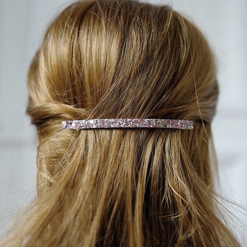 Long and thin glitter sequin hair barrette 10cm, hair accessory image 1
