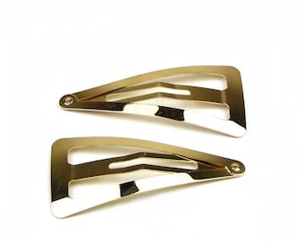 Set of 6 large golden triangle clic clac hair clips 6.5cmx3.2cm