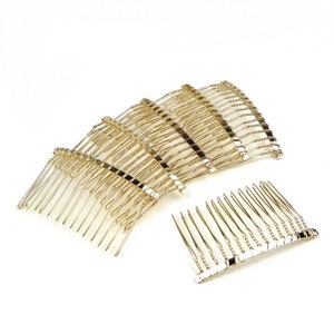 Set of 10 golden side combs 15 teeth 6cm image 2