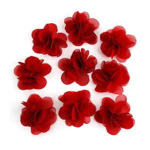 Set mit 10 kleinen Blumen aus Voile-Stoff