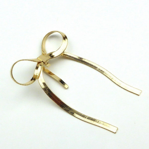 Decorative hair clip bow - gold