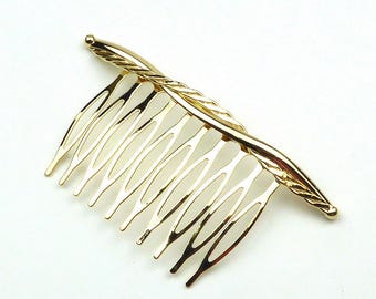 Gold-plated hair comb for women, 8cm, hair accessory for weddings, parties, and elegant metal chignons