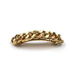 Curved metal hair clip with brushed gold chain, 9cm