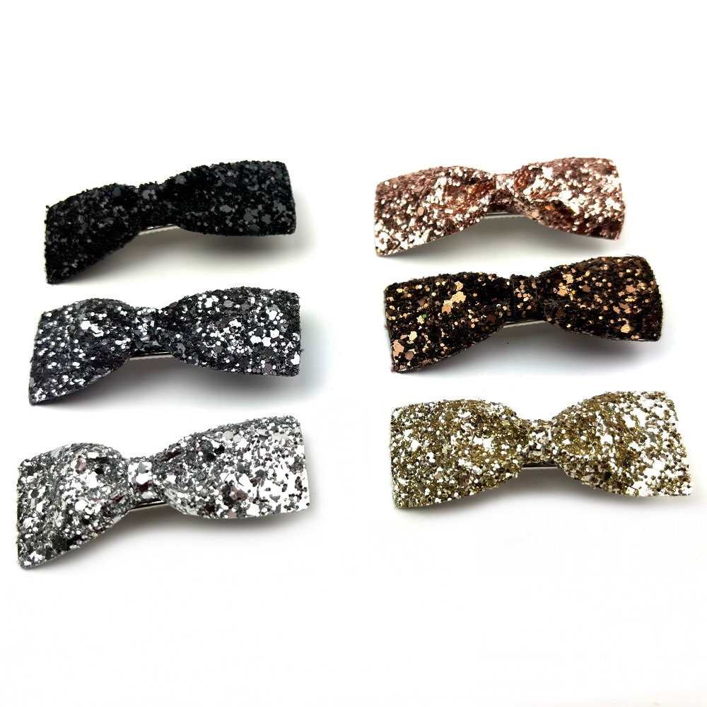 Lot de 3 Barrettes à Paillettes pour Cheveux avec nœud Papillon