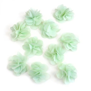 Set mit 10 kleinen Blumen aus Voile-Stoff