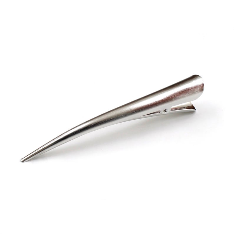 Große Concorde-Haarspange aus gebürstetem Metall, 13 cm, Haarschmuck Silber