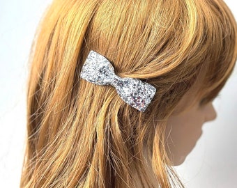 Glitter bow hair clip 6.5cm, hair accessory