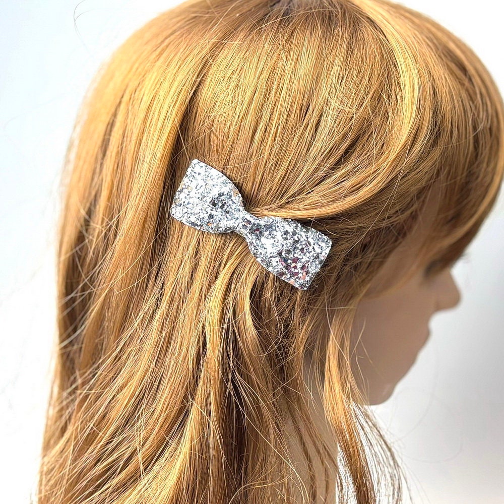PINCE - BARRETTE,37--Nœuds de cheveux solides 6 pouces avec ruban gros grain, 1 pièce, pinces