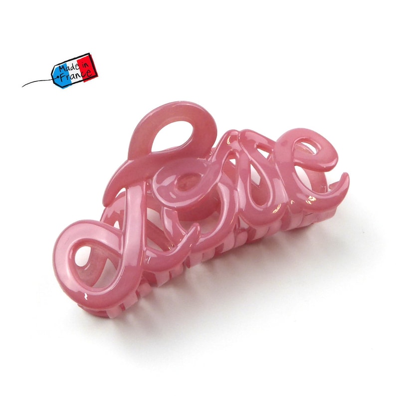 Pince cheveux Love Made in France 8.5cm Rose