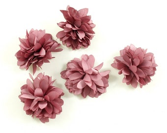 Set of 5 small satin fabric flowers