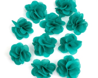 Set of 10 small flowers in voile fabric