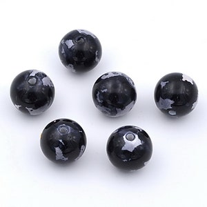 Pack of 10 round ceramic beads 14mm - black white