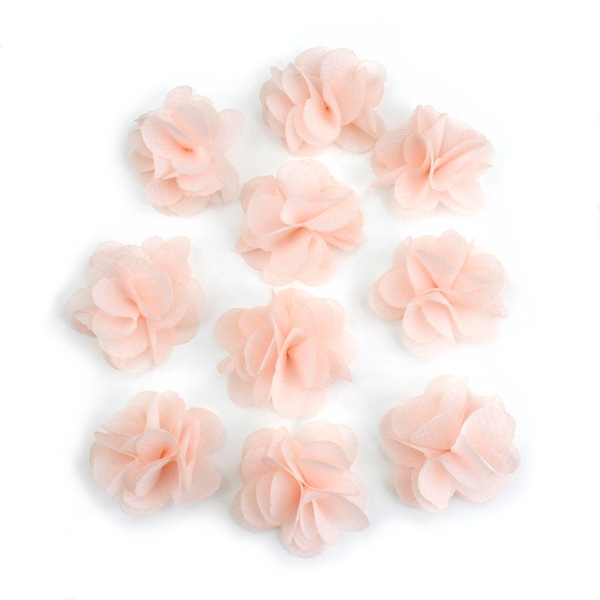 Lot de 10 petites fleurs en tissu voile