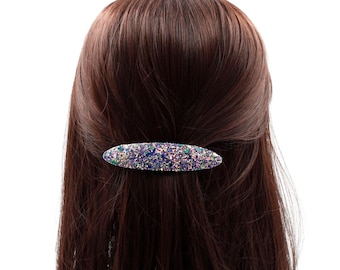 Oval 9cm glitter hair clip