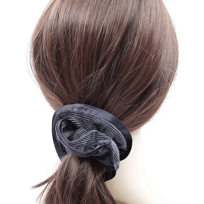navy Chouchou elastic corduroy hair with satin edge hair accessory