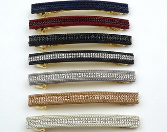 Pinza para el pelo larga de 9,5 cm con cadena de diamantes de imitación.