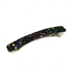 Glitter sequin hair barrette 8.5cm Multicolore foncé