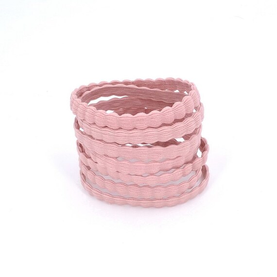 Hair Ties Flat Pink Set Of 6pcs Etsy