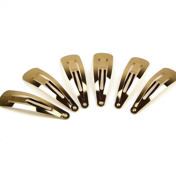 ヘアアクセサリー CLANE LES CLASSQUES CLICHY CLIP LARGE Lot of 6 Large Golden Triangle Clic Clac Hair Clips 6.5cmx3