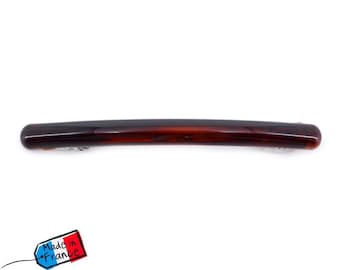 Classic fine hair clip "Made in France" 7.8cmx0.7cm brown