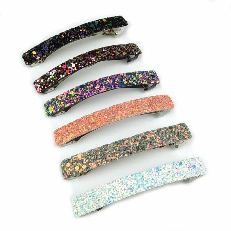 Glitter sequin hair barrette 8.5cm image 1