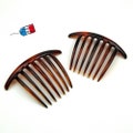 Set of 2 large 10cm chignon combs, hair accessory made in France