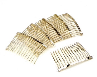 Lot de 10 peignes de côté doré 15 dents 6cm