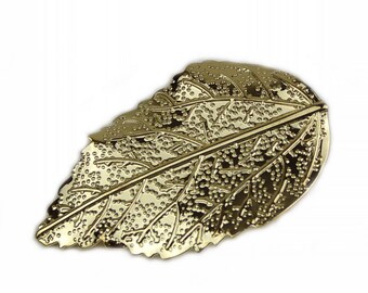 Gold-tone metal leaf-shaped hair clips, 5cm