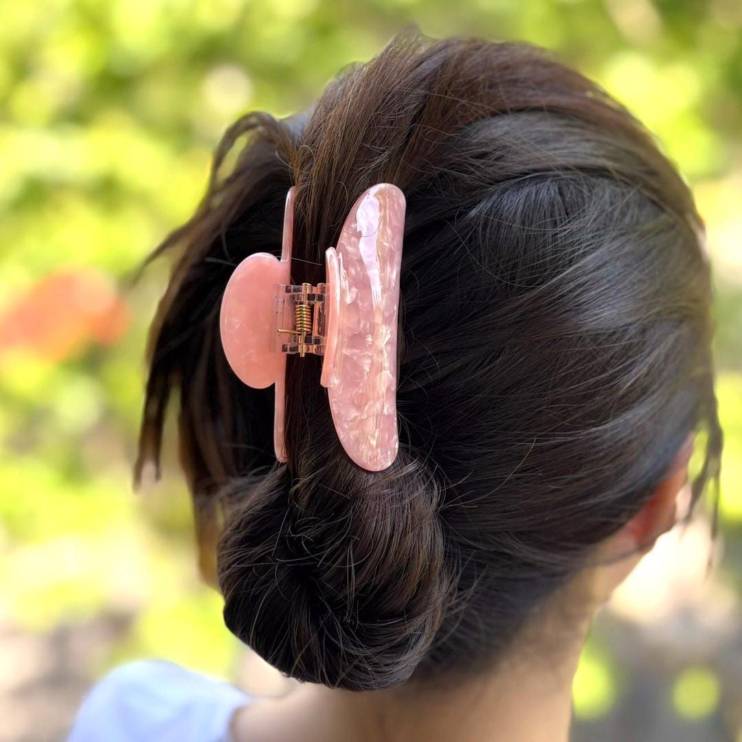 長さ8.5cmのヘアクリップ、真珠貝、アセテート製、ヘアアクセサリー