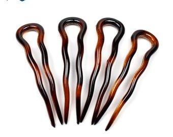 4 hairpins made in France, half blonde, 7.5cm