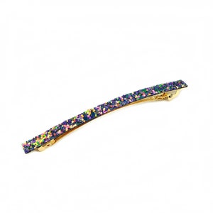 Long and thin glitter sequin hair barrette 10cm, hair accessory Violet bleu