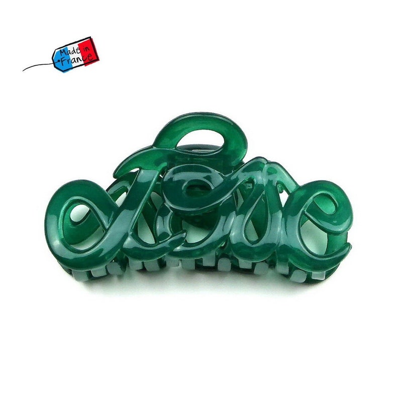 Haarclip Love Made in France 8,5 cm, haaraccessoire Made in France Vert émeraude