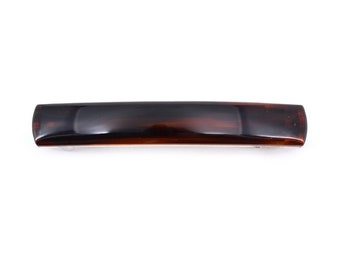 4 classic rectangular hair clips "Made in France" 7.5cm x 1.2cm brown