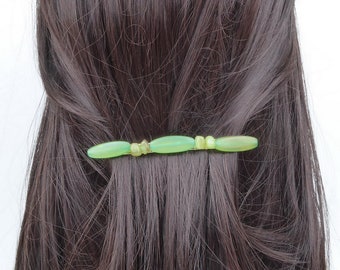 Barrette cheveux perles résine, 10cm