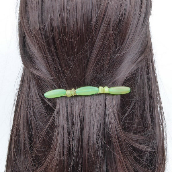 Barrette cheveux perles résine, 10cm