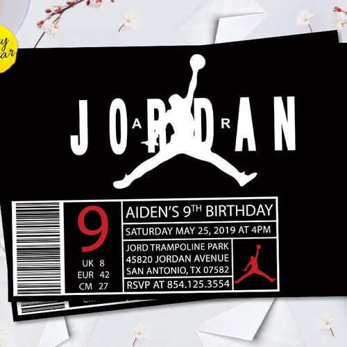 Jordan Invitation Jordan Shoe Birthday Party Invite Jordan Etsy