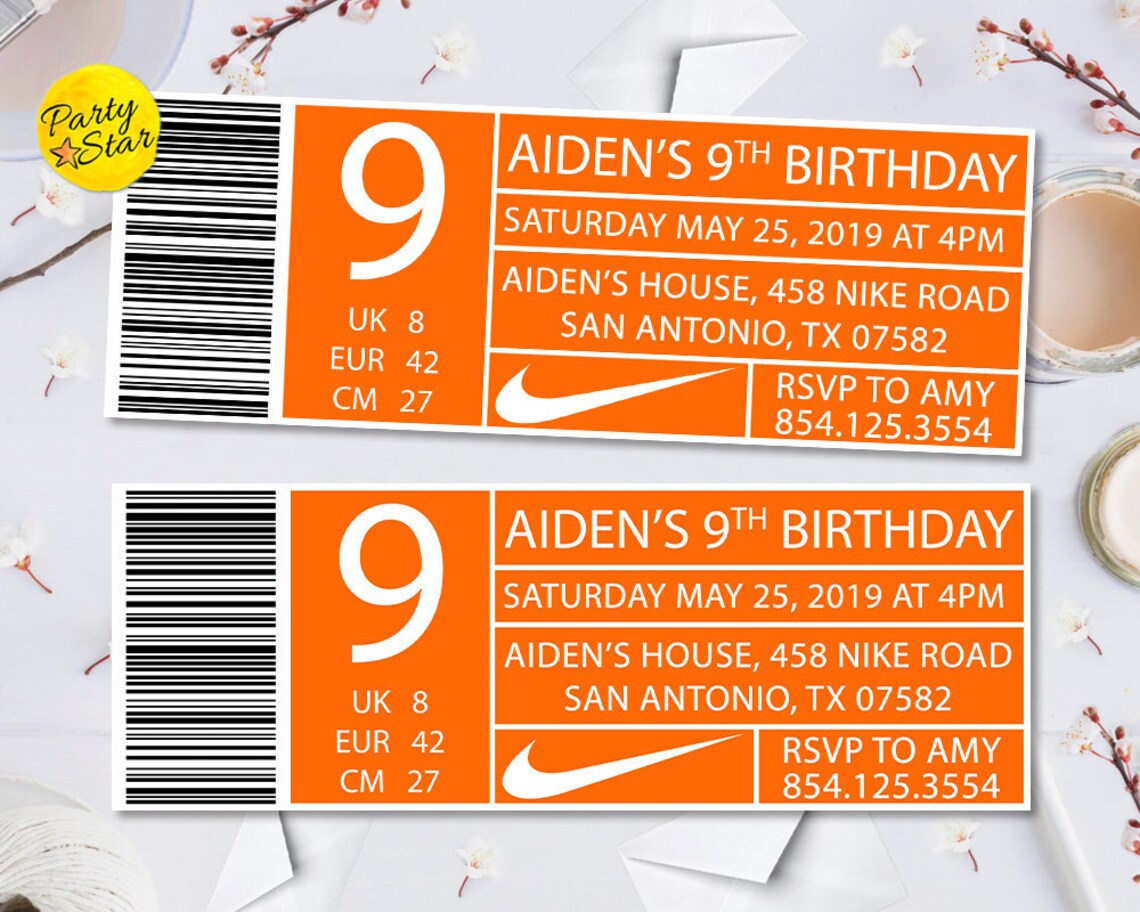 Nike Invitation Nike Shoe Label Invitation Nike Shoe Etsy