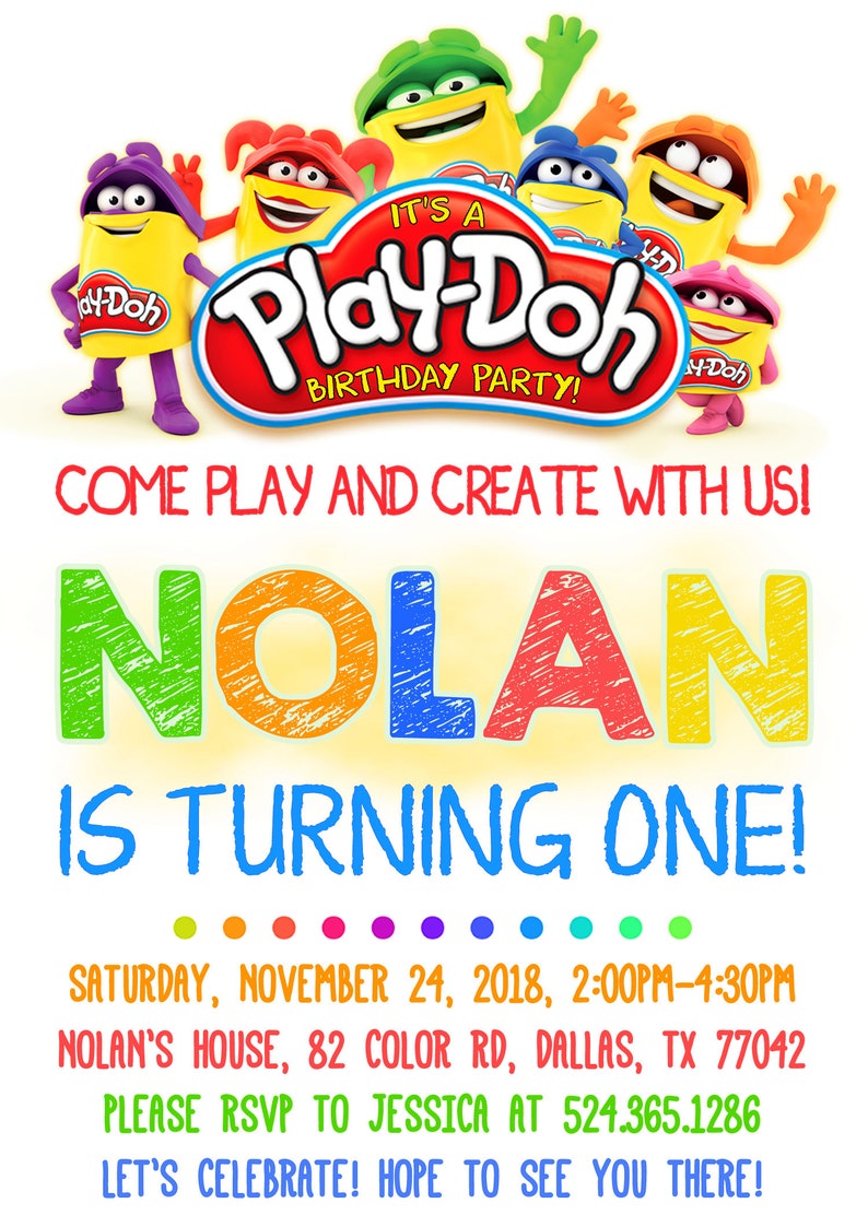 Play Doh Invitation Play Doh Birthday Party Invite Play | Etsy