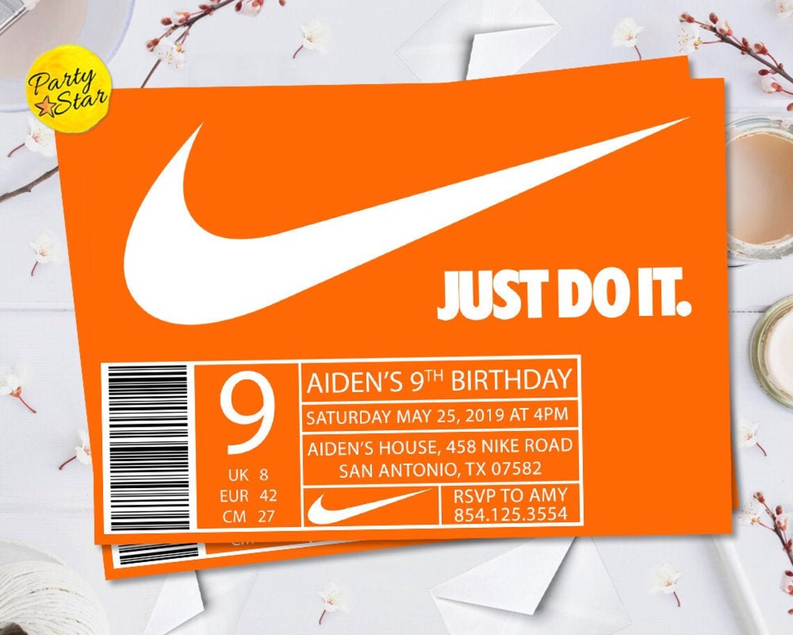 Nike Invitation Nike Shoe Birthday Party Invite Nike Etsy