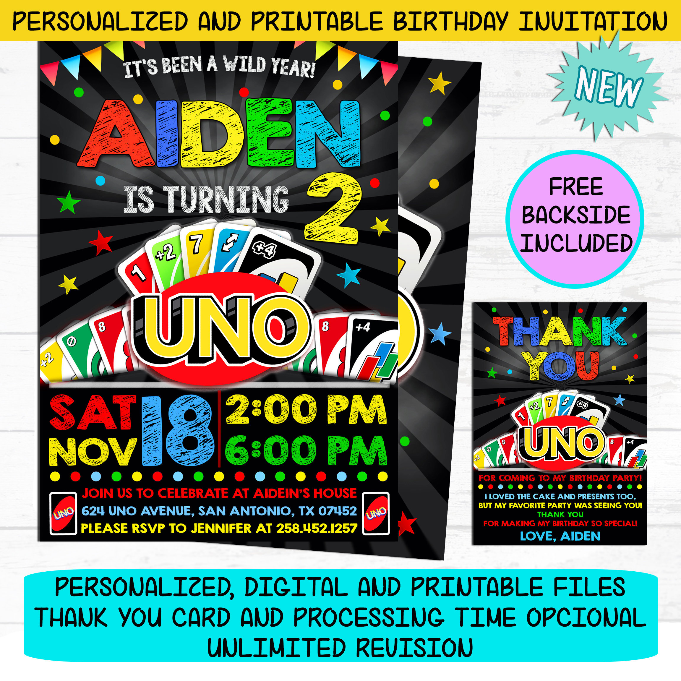 uno invitation uno card game birthday party invite free etsy