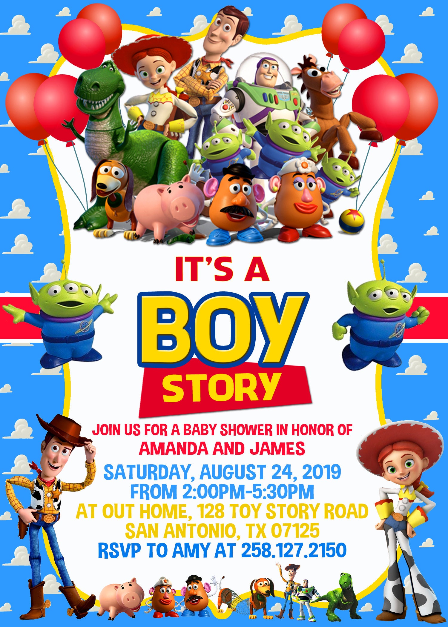 Toy Story Baby Shower Invitation Template