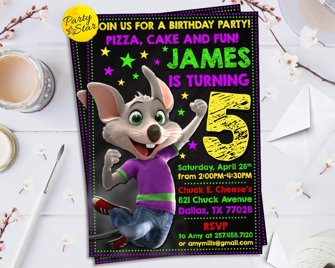 Chuck E Cheese Invitation Chuck E. Cheese's Birthday Etsy Canada