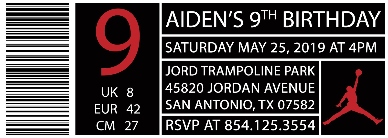 Jordan Shoe Label Invitation Jordan Shoe Birthday Party Etsy