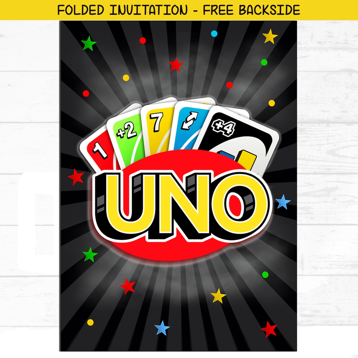 UNO Invitation Uno Card Game Birthday Party Invite Free Etsy