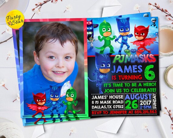 PJ Masks Invitation PJ Masks Birthday Party Invite With | Etsy