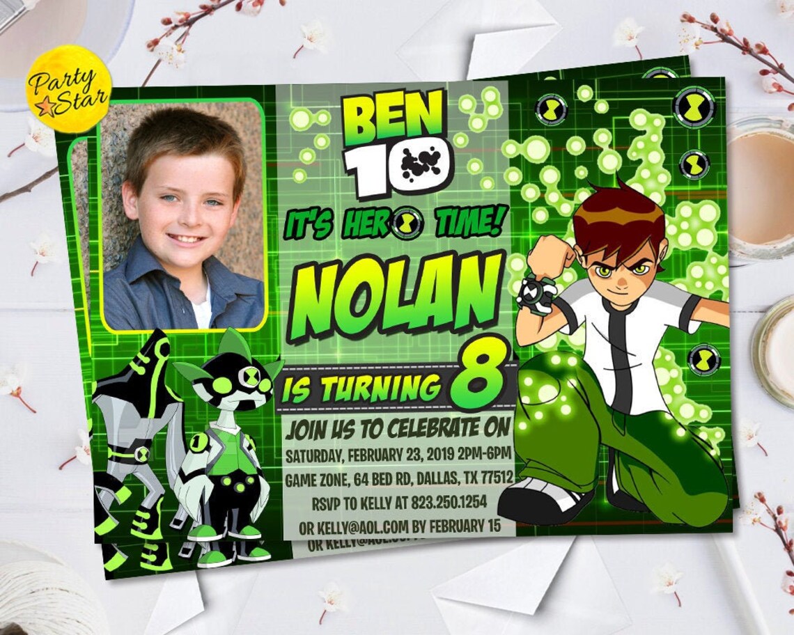 Ben 10 Invitation Ben 10 Birthday Party Invite With Photo | Etsy
