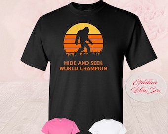 Bigfoot Sasquatch Yeti Hide and Seek World Champion, Sunset Trees, Shirt