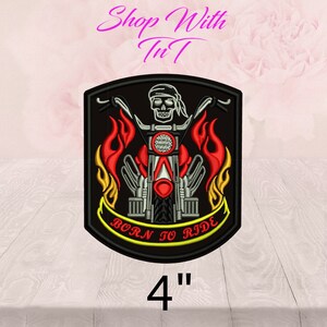 Born To Ride, Embroidered Patch, Easy Rider,  Biker Patch, Iron On or Sew On, Jacket, Pants, Bags, Hats