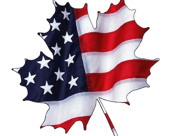 American Flag Maple Leaf Vinyl Sticker for windows, computers, flat surface.