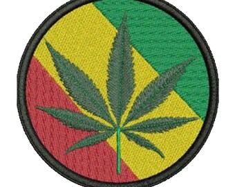 Handmade Pot Leaf Embroidered Iron-On Patch - Stoner Gift